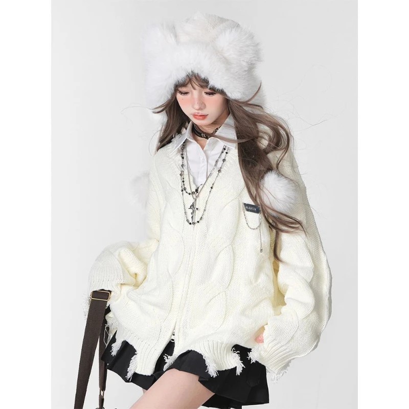 Grunge V-Neck Oversized Cardigan