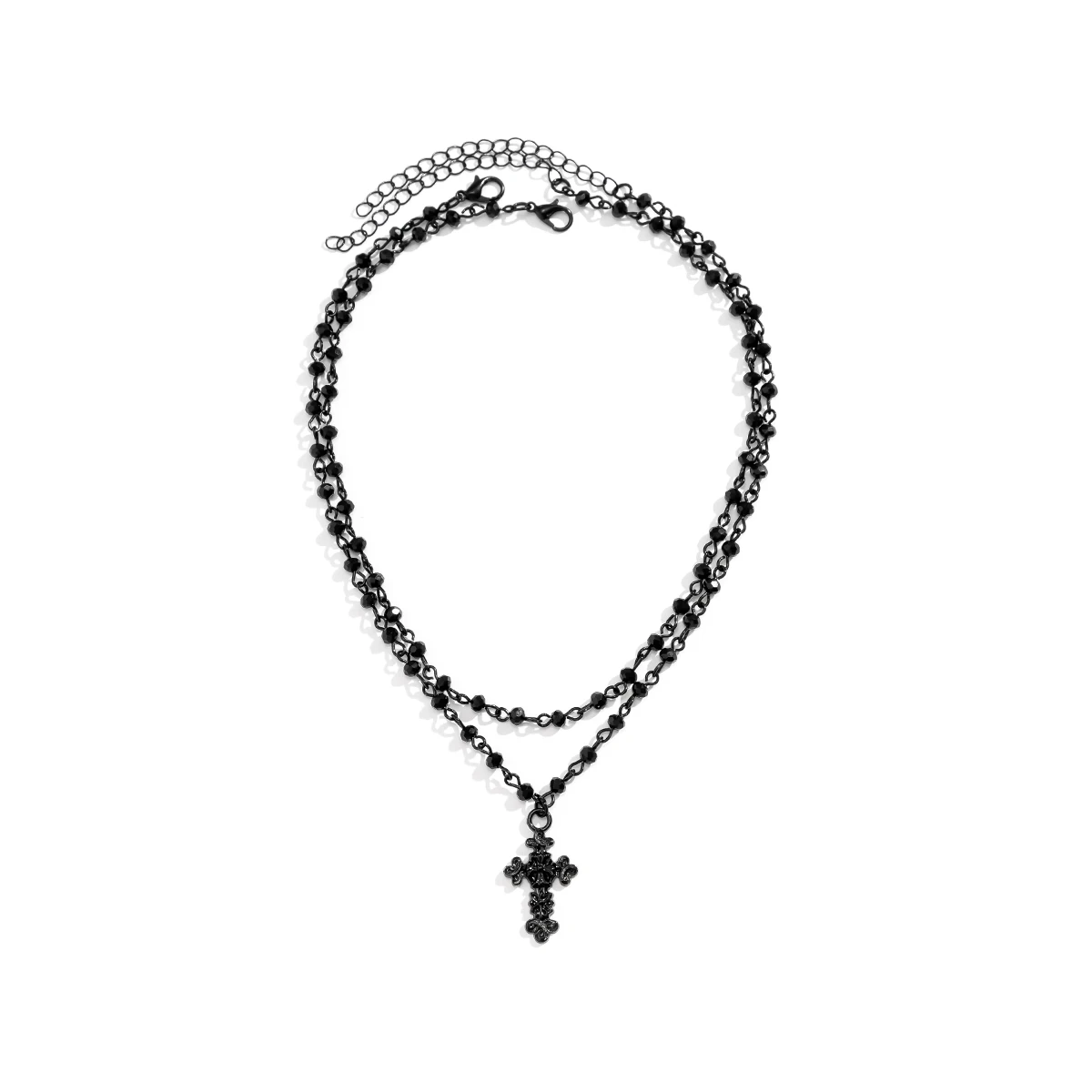 Gothic Black Cross Pendant Choker - 5