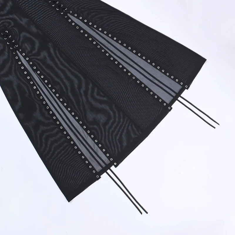 Punk Gothic Midi Black Mesh Skirt - 12