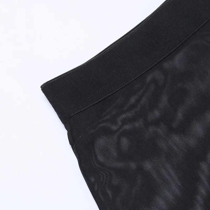 Punk Gothic Midi Black Mesh Skirt - 14