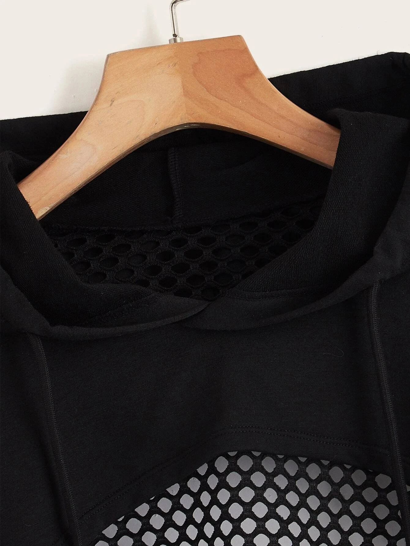 Grunge Streetwear Cropped Mesh Hoodie