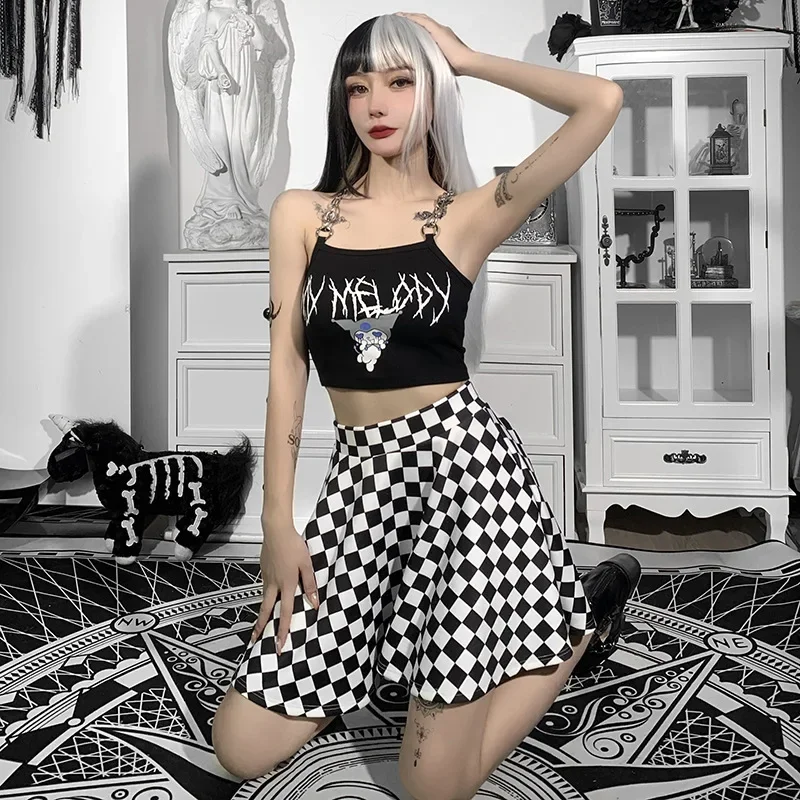 E-Girl Grunge Checkered Mini Skirt - 9