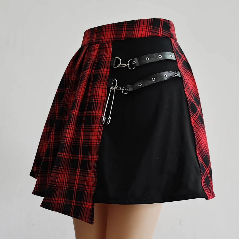 Punk Rock Plaid Mini Skirt - 10