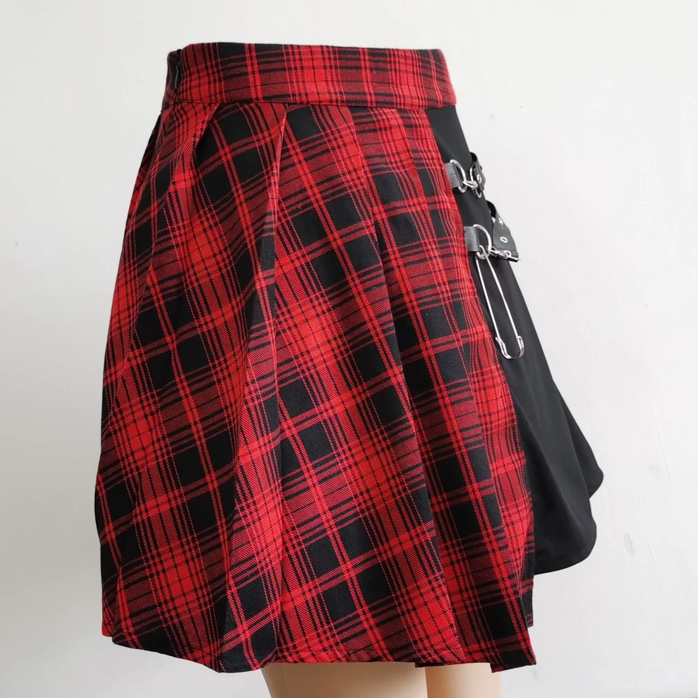 Punk Rock Plaid Mini Skirt - 14