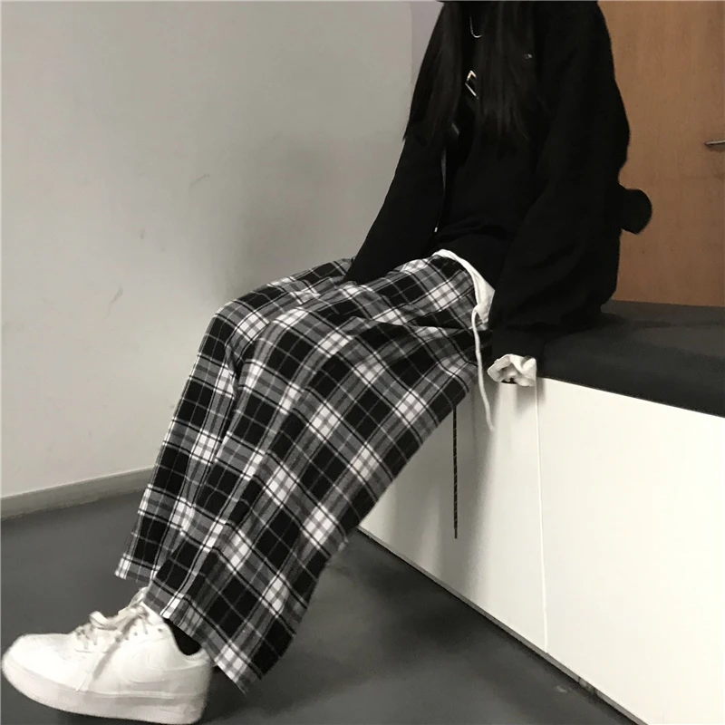 Harajuku Streetwear Plaid Wide-Leg Pants - 6