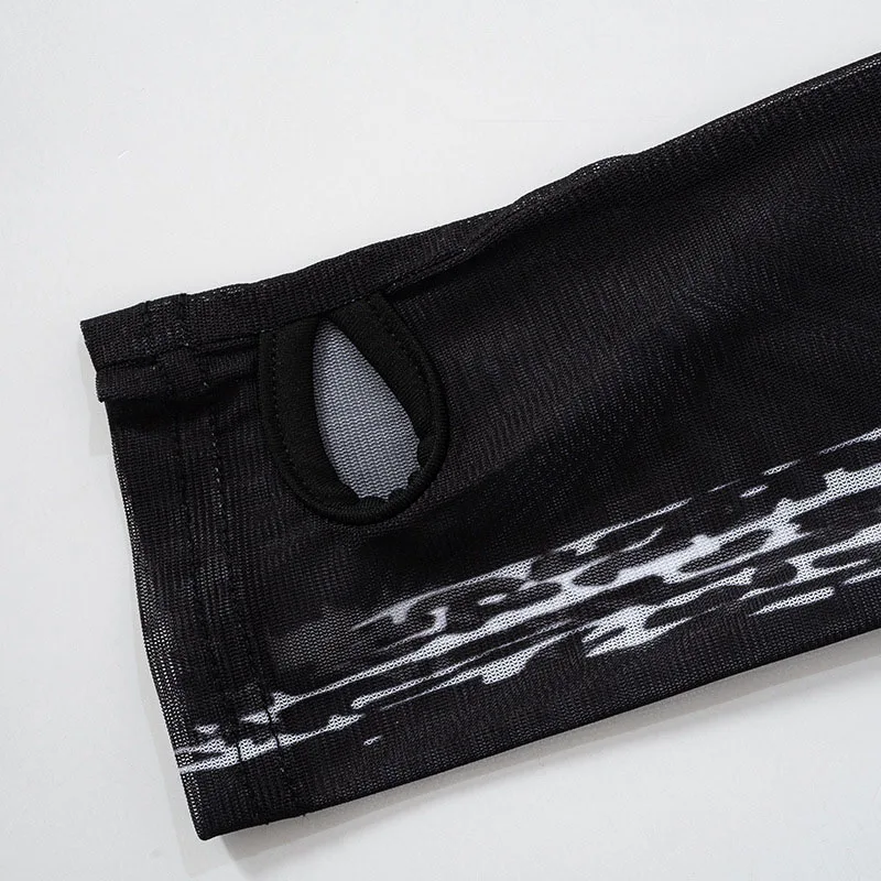 Gothic Punk Skeleton-Print Sheer Top - 12