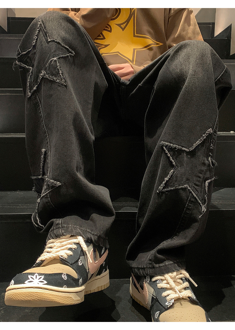 Y2K Streetwear Star-Patch Jeans - 14