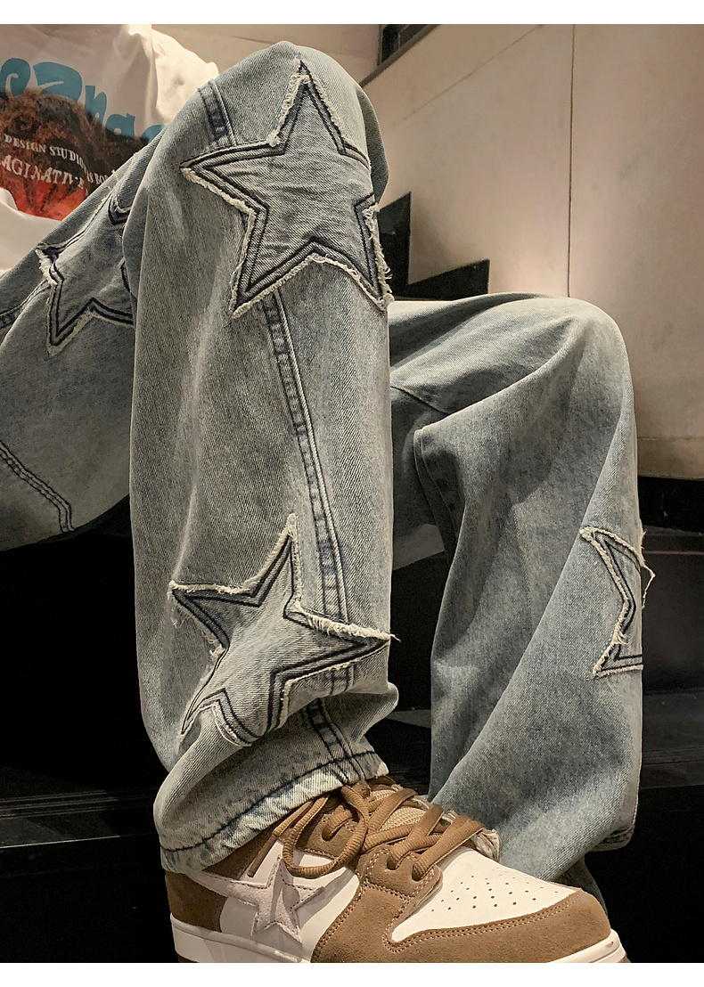 Y2K Streetwear Star-Patch Jeans - 8
