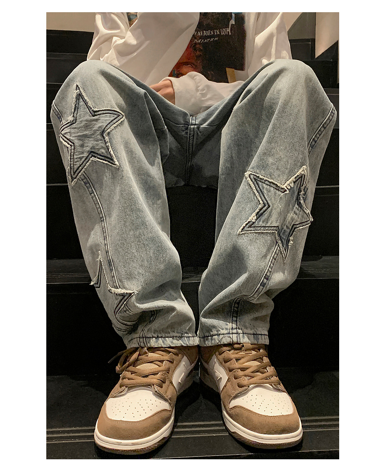 Y2K Streetwear Star-Patch Jeans - 7