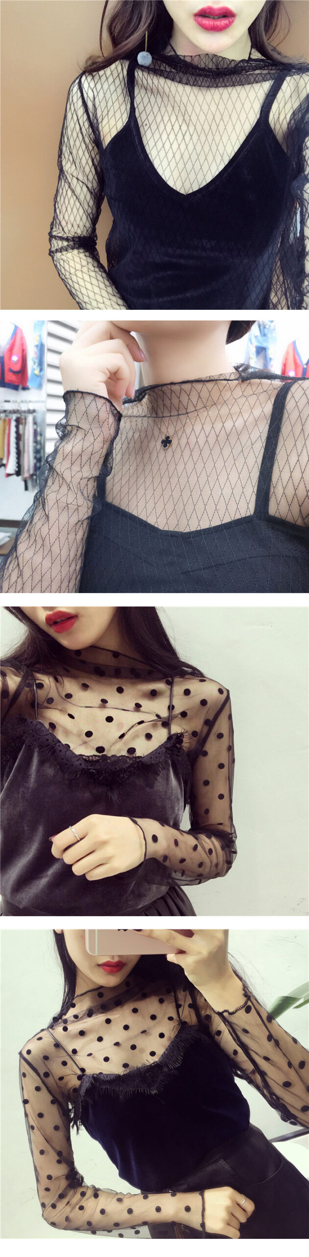 Grunge Streetwear Star-Print Sheer Top - 10