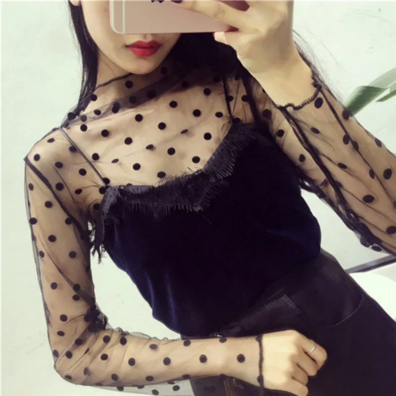 Grunge Streetwear Star-Print Sheer Top - 4