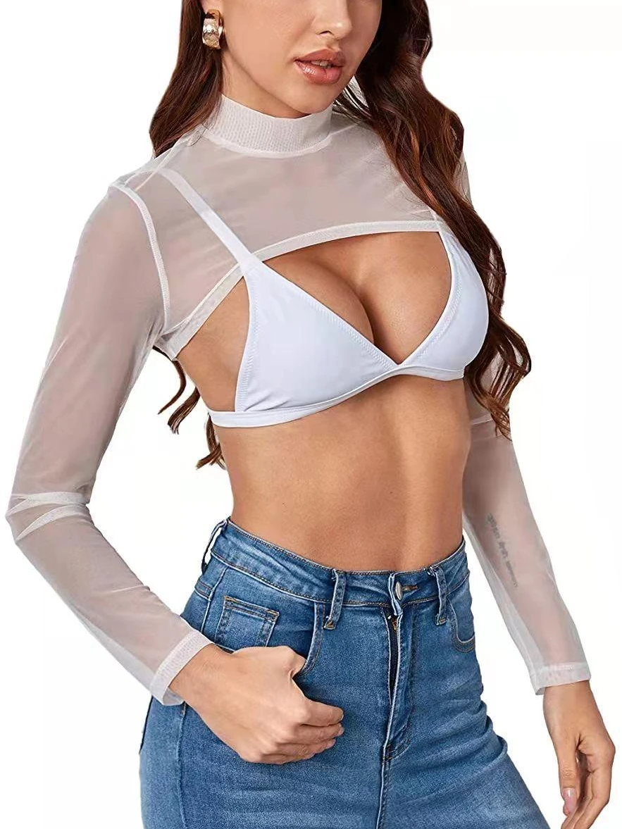 Y2K Streetwear Sheer Cut-Out Crop Top - 8