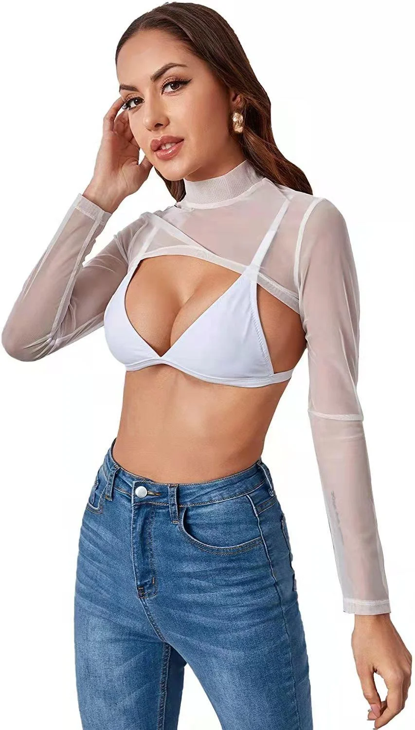 Y2K Streetwear Sheer Cut-Out Crop Top - 9