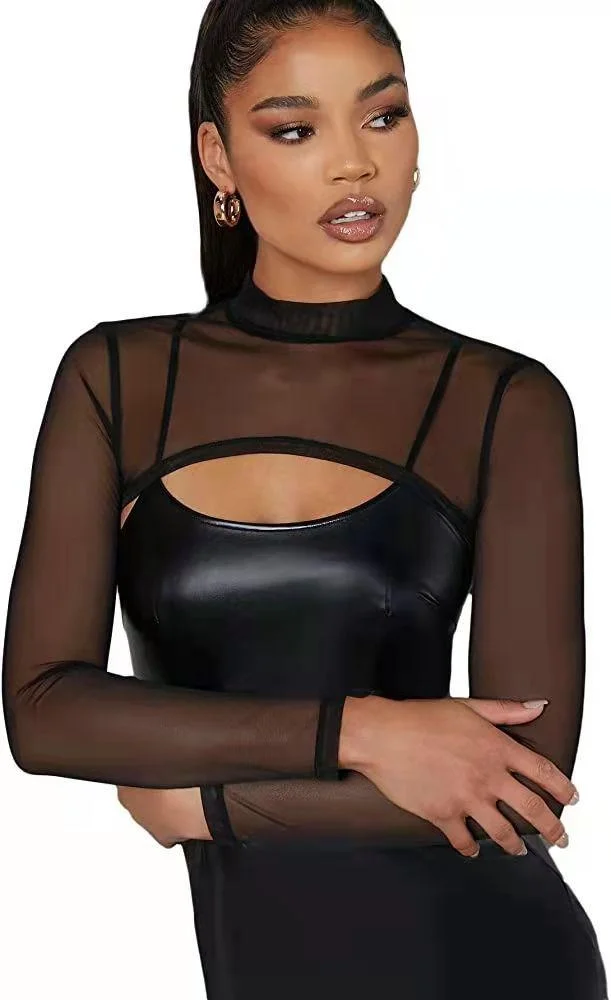 Y2K Streetwear Sheer Cut-Out Crop Top - 4