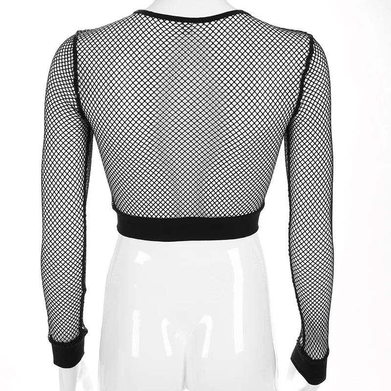 Gothic Punk Fishnet Crop Top - 10
