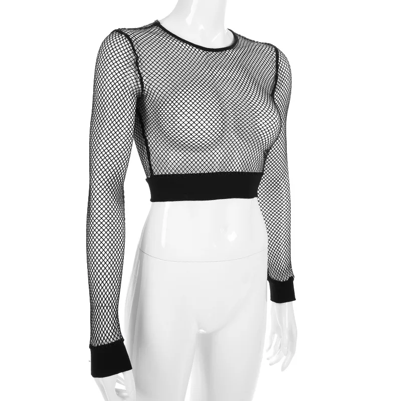 Gothic Punk Fishnet Crop Top - 8