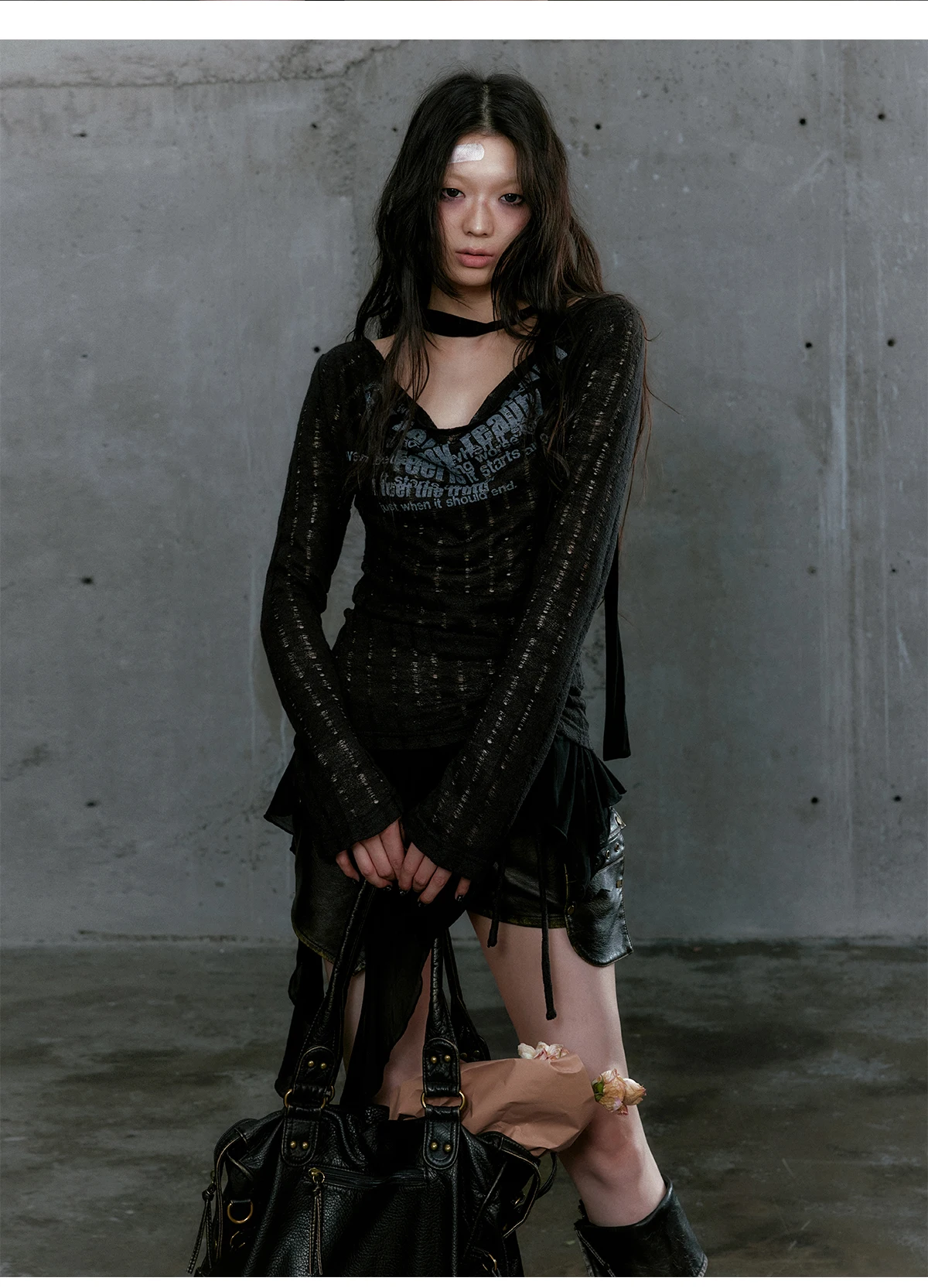 Gothic Punk Distressed Graphic Top - 16