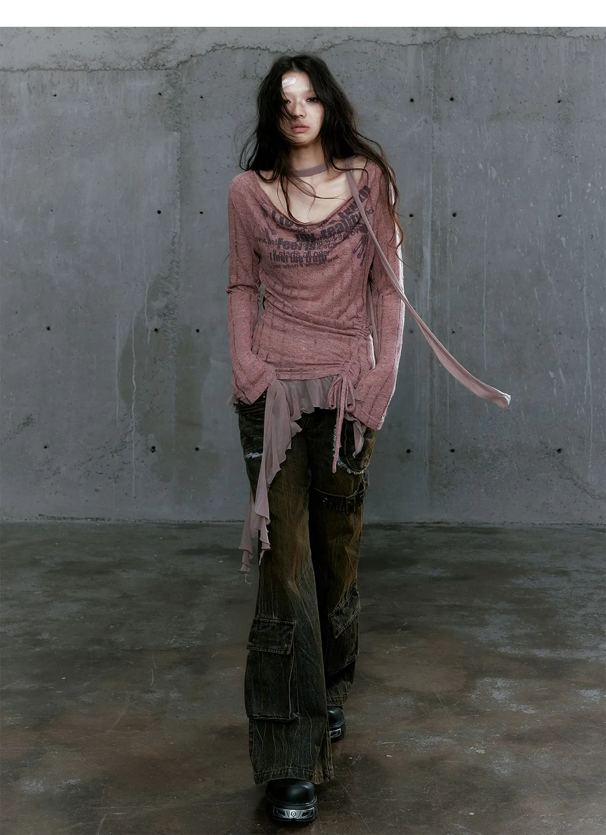 Gothic Punk Distressed Graphic Top - 8