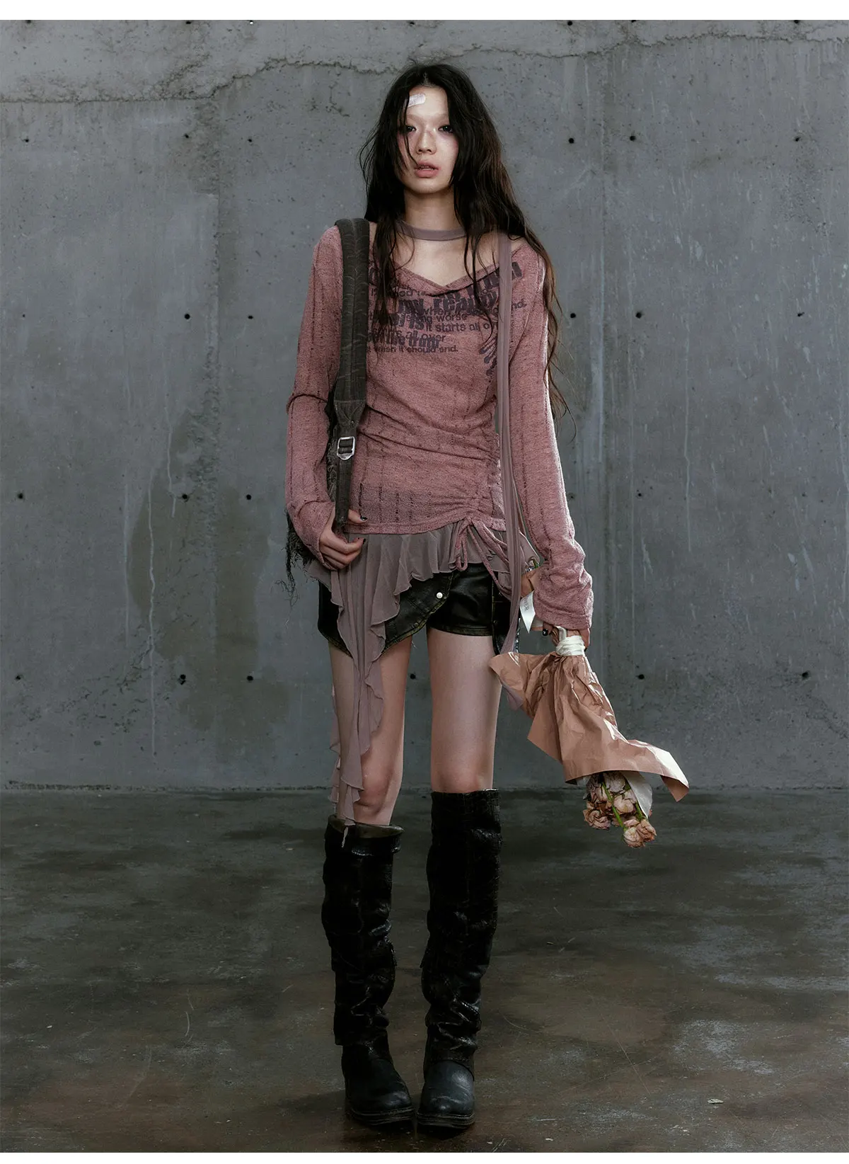 Gothic Punk Distressed Graphic Top - 3