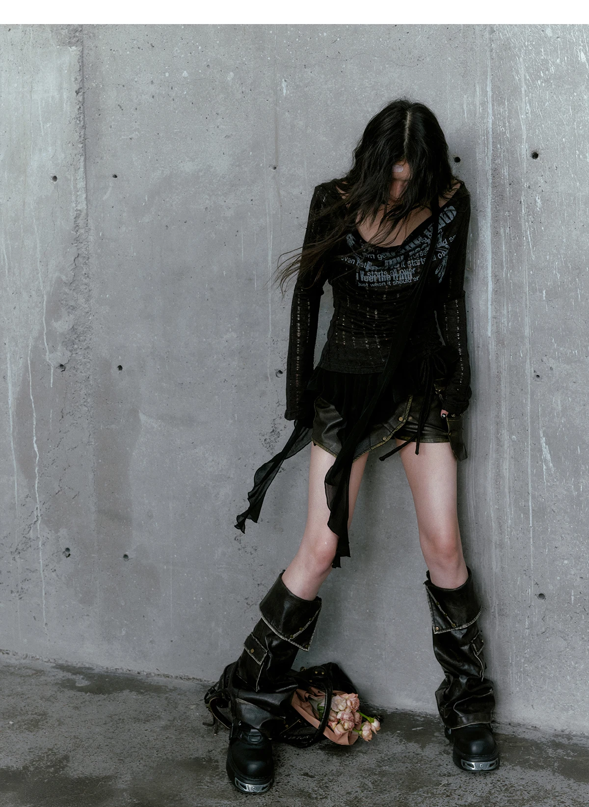 Gothic Punk Distressed Graphic Top - 18