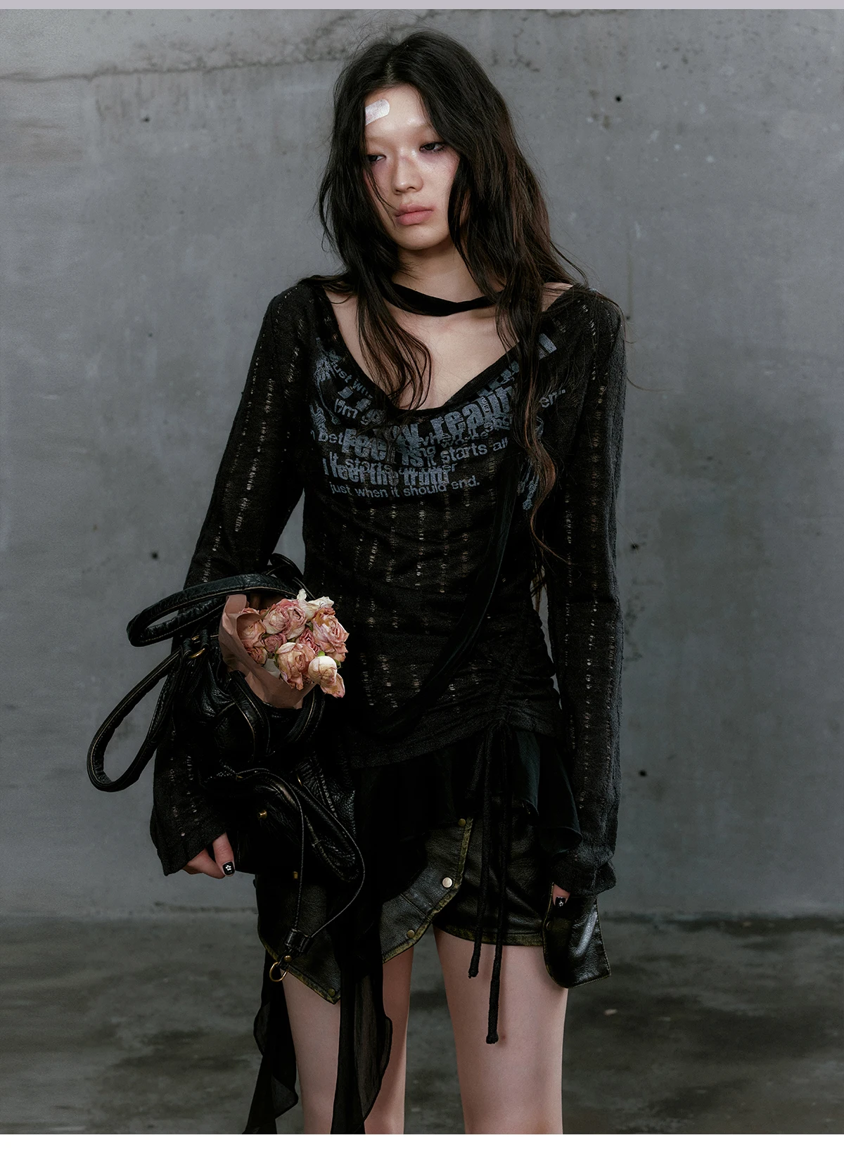 Gothic Punk Distressed Graphic Top - 11