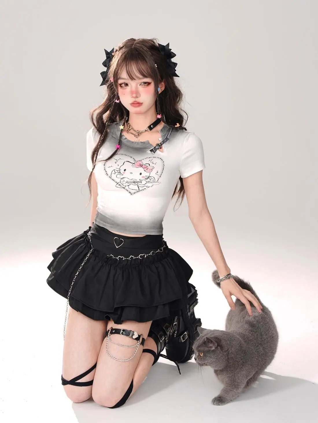 Gothic Lolita Ruffled Mini Skirt - 9