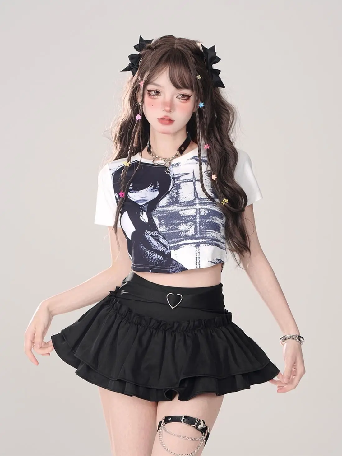 Gothic Lolita Ruffled Mini Skirt - 12