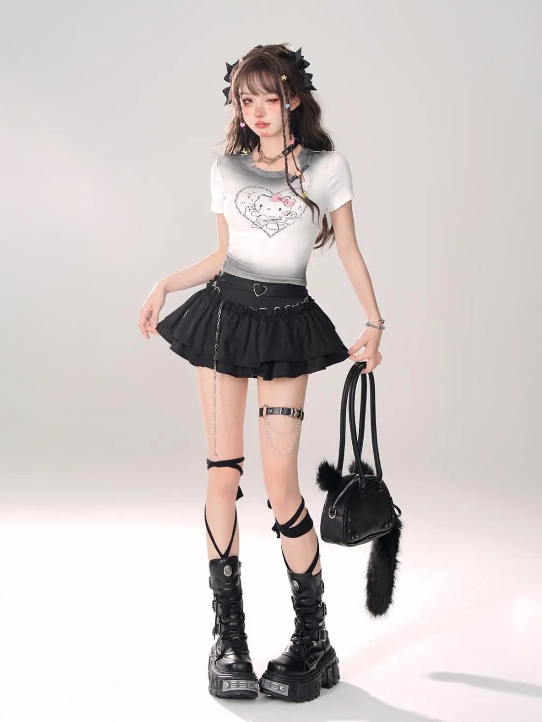 Gothic Lolita Ruffled Mini Skirt - 11