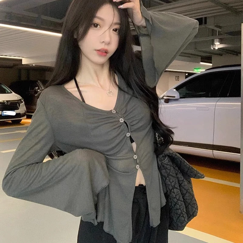 Dark Academia Ruffled Button-Up Blouse - 6