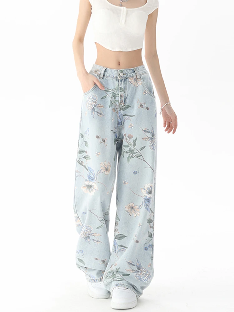 Cottagecore Floral Wide-Leg Jeans - 2