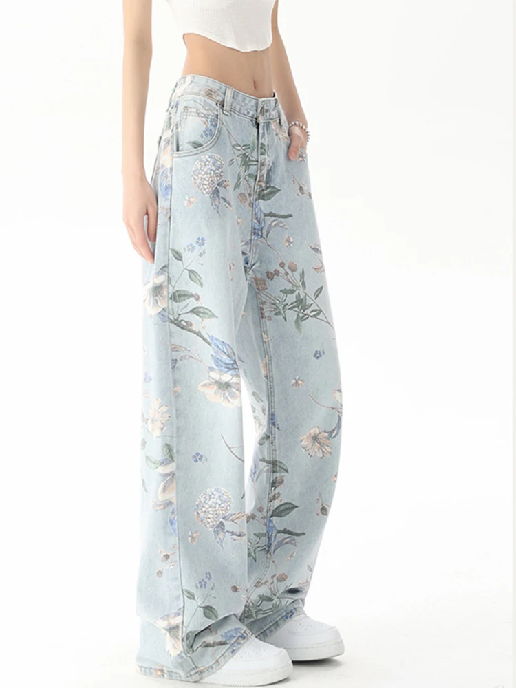 Cottagecore Floral Wide-Leg Jeans - 8