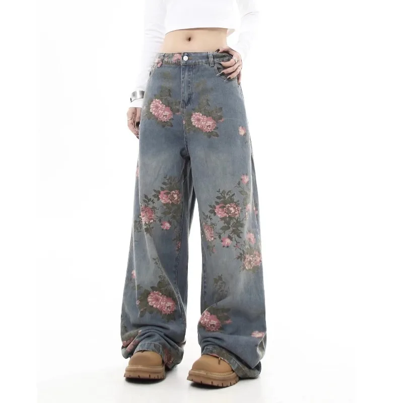 Cottagecore Floral Wide-Leg Jeans - 2