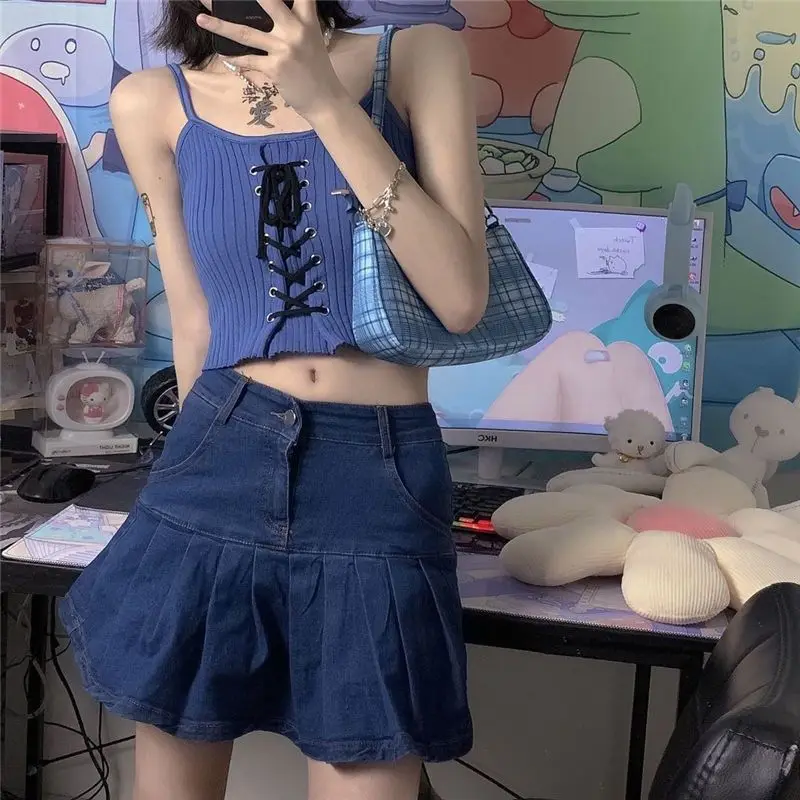 Y2K Kawaii Acubi Lace-Up Crop Top - 15