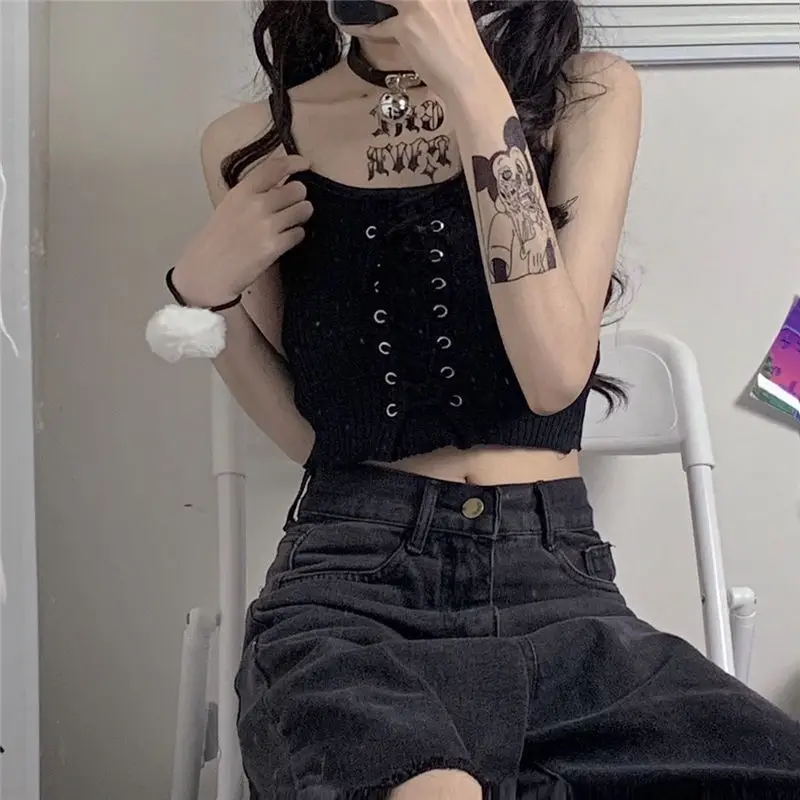 Y2K Kawaii Acubi Lace-Up Crop Top - 19