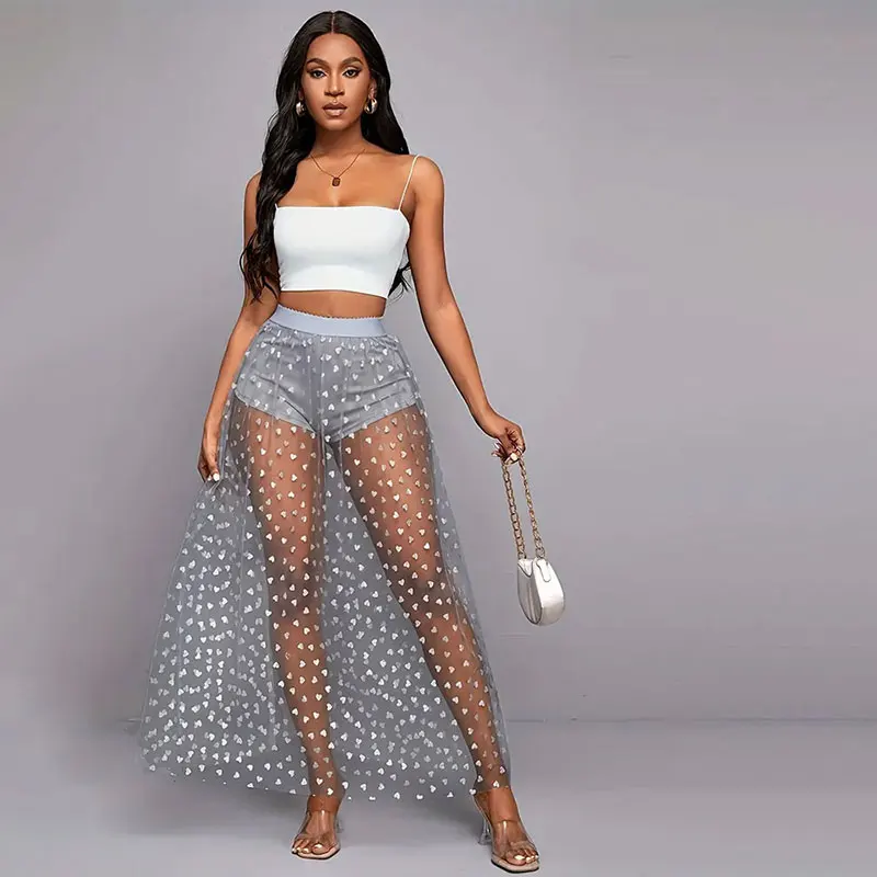 Gothic Punk Sheer Lace Maxi Skirt - 14