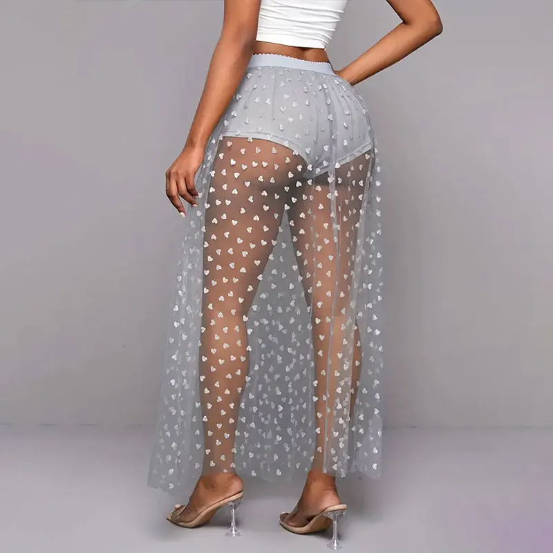 Gothic Punk Sheer Lace Maxi Skirt - 16