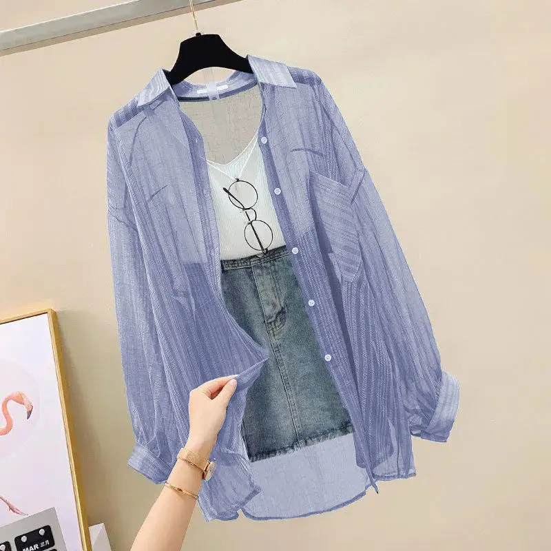 Soft Girl Sheer Oversized Shirt - 8