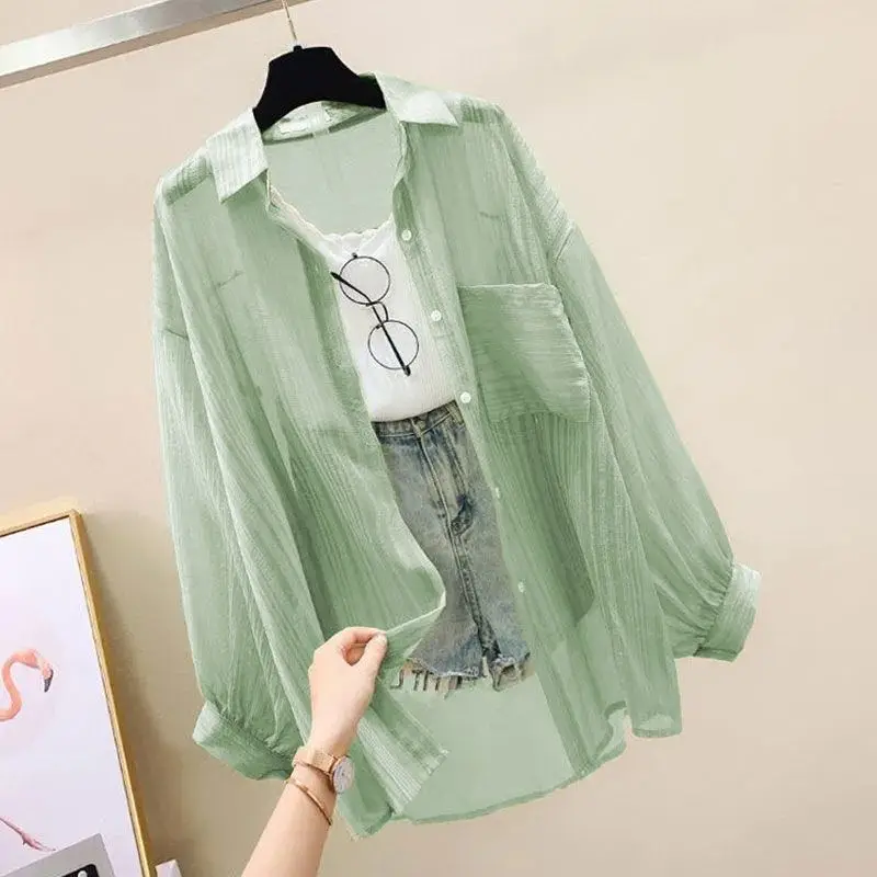 Soft Girl Sheer Oversized Shirt - 4