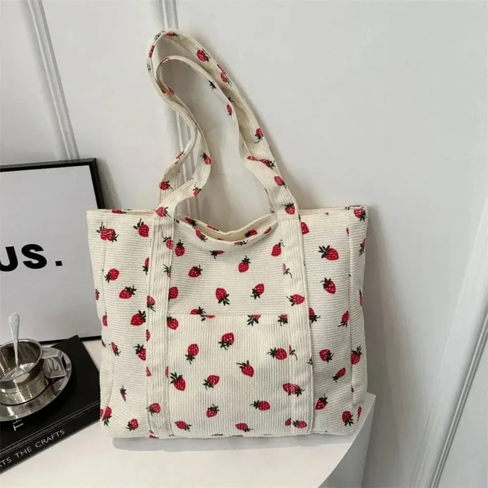 Kawaii Strawberry Print Tote Bag