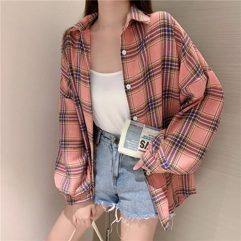 Egirl Oversized Plaid Shirt - 22 Egirl Oversized Plaid Shirt - 22