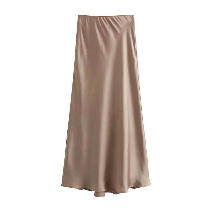 Minimalist Satin Midi Slip Skirt - 8