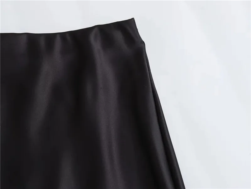 Minimalist Satin Midi Slip Skirt - 12