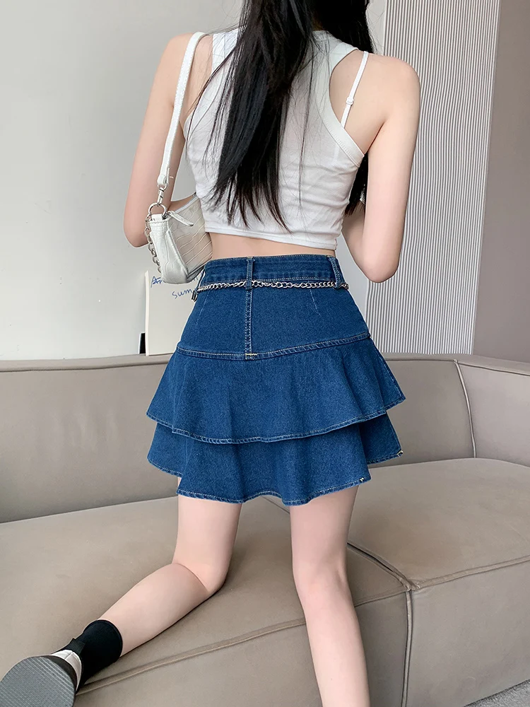 Soft Girl Tiered Denim Skirt - 7