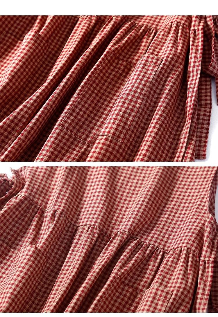 Cottagecore Gingham Tiered Dress - 7