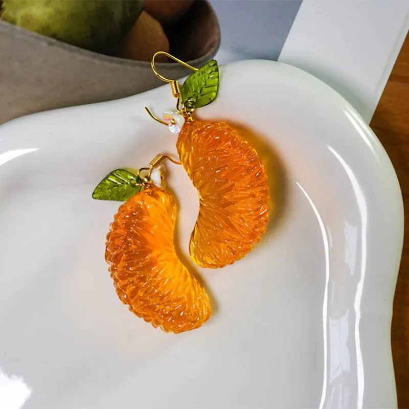Kawaii Orange Slice Dangle Earrings - 1