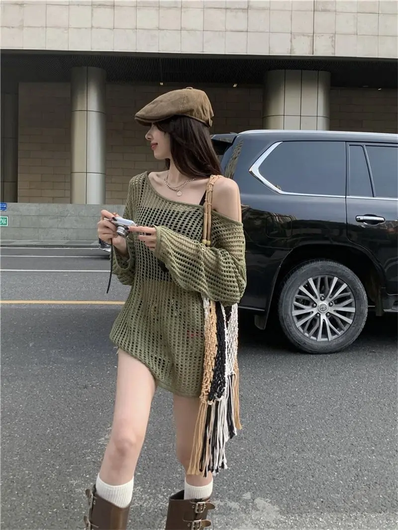 Cottagecore Open-Knit Oversized Sweater - 21