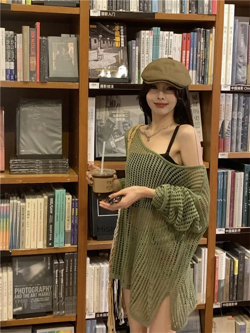 Cottagecore Open-Knit Oversized Sweater - 26