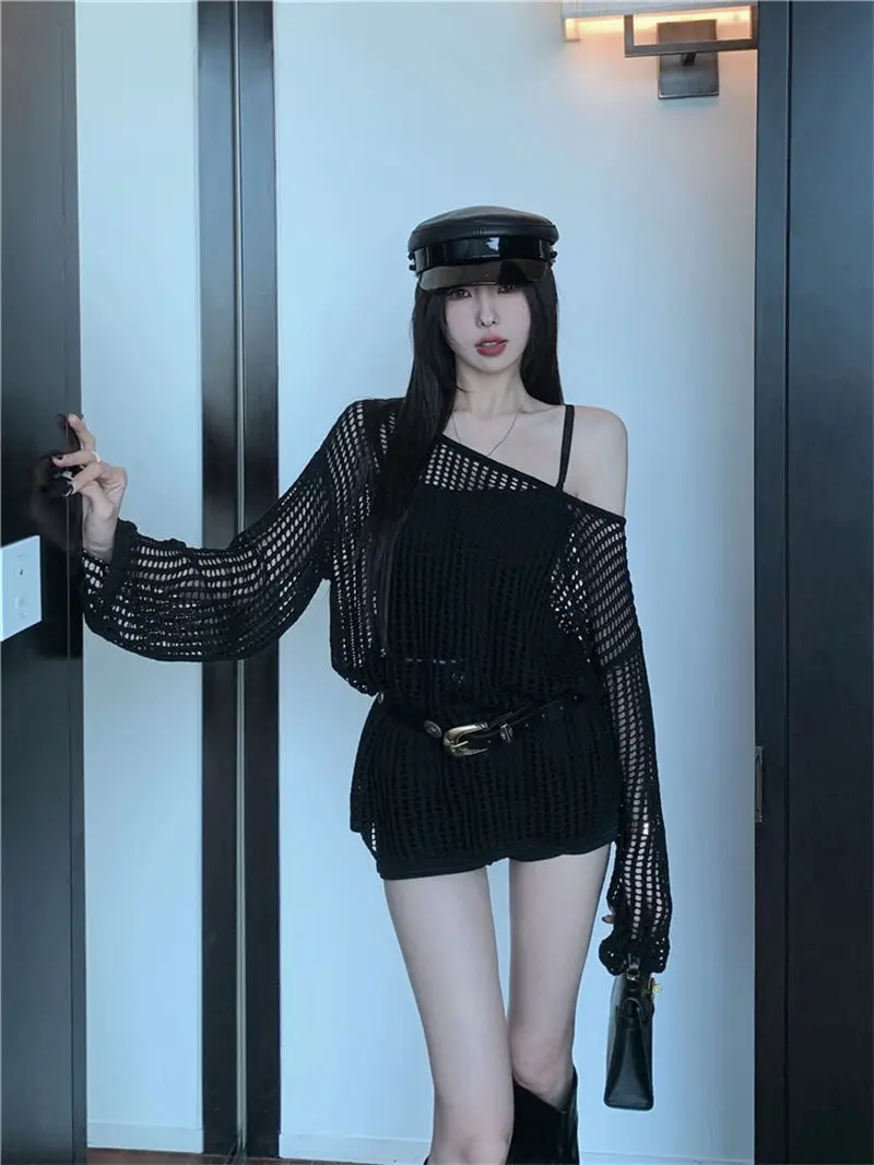 Cottagecore Open-Knit Oversized Sweater - 31