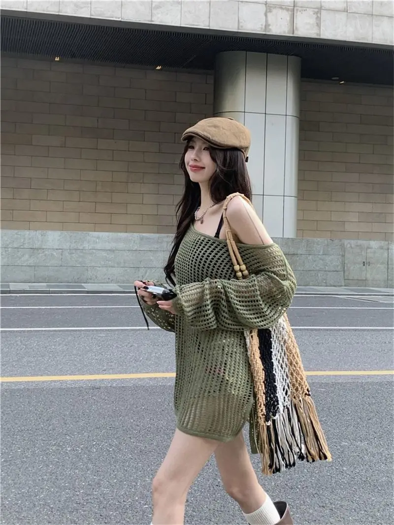 Cottagecore Open-Knit Oversized Sweater - 15