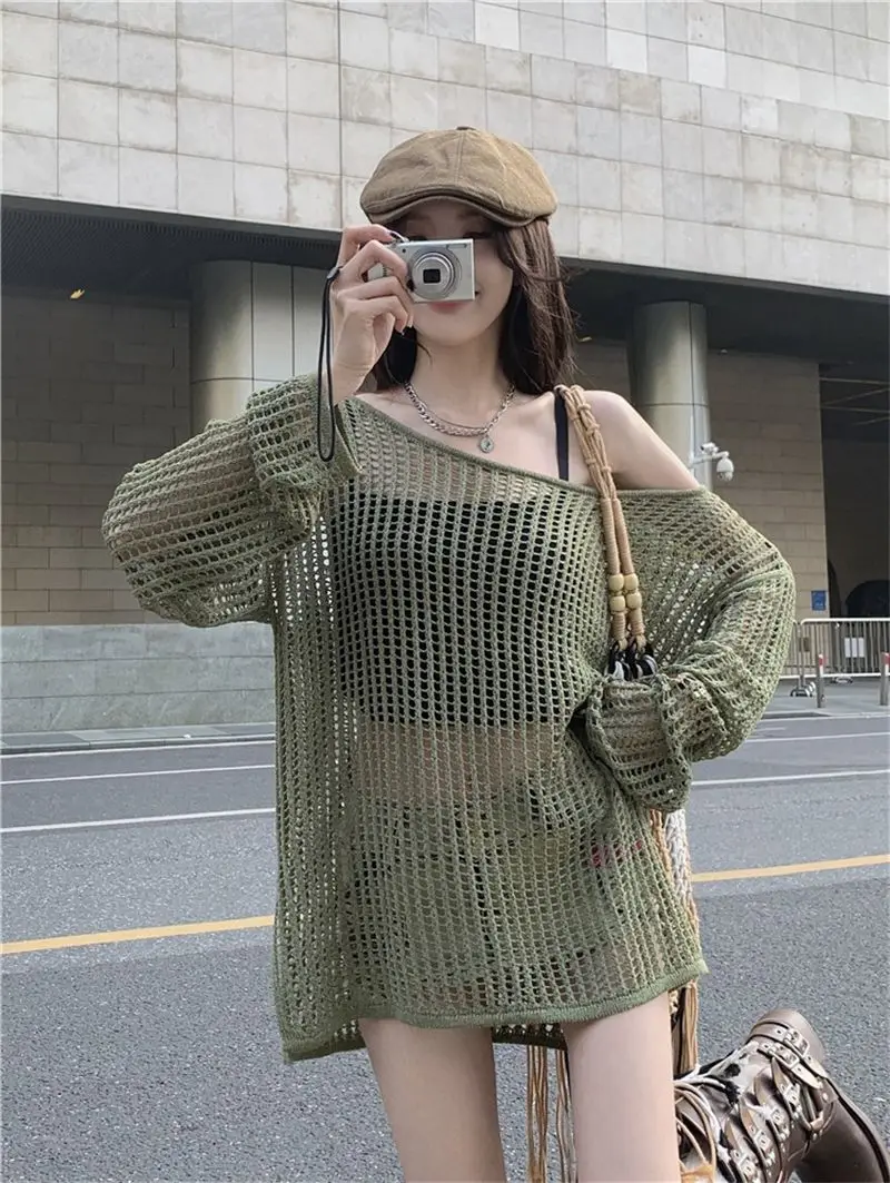 Cottagecore Open-Knit Oversized Sweater - 19